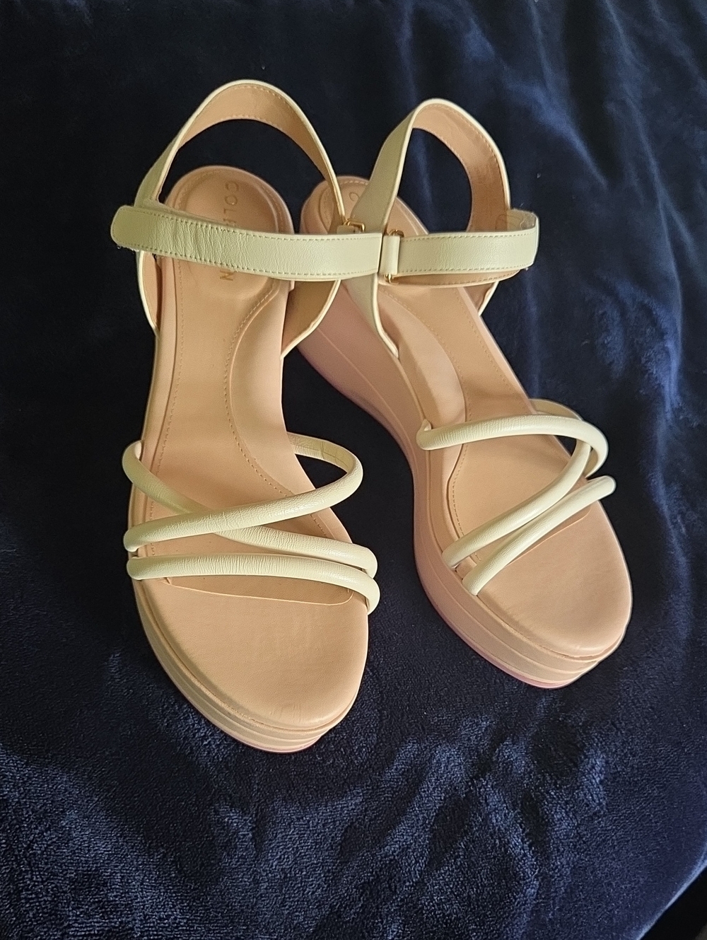 Cole Haan Grand Ambition Addison Women’s 8B White Leather Sandal Pink Platform